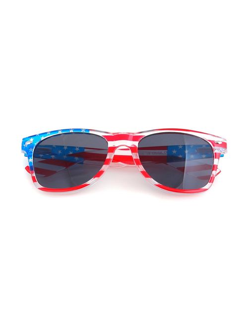 American America USA Flag Sunglasses Patriotic Clear Frame Classic 80s SHADERZ