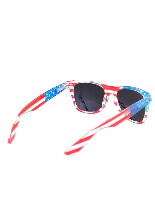 American America USA Flag Sunglasses Patriotic Clear Frame Classic 80s SHADERZ