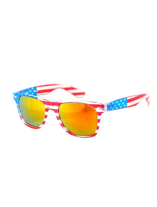 American America USA Flag Sunglasses Patriotic Clear Frame Classic 80s SHADERZ