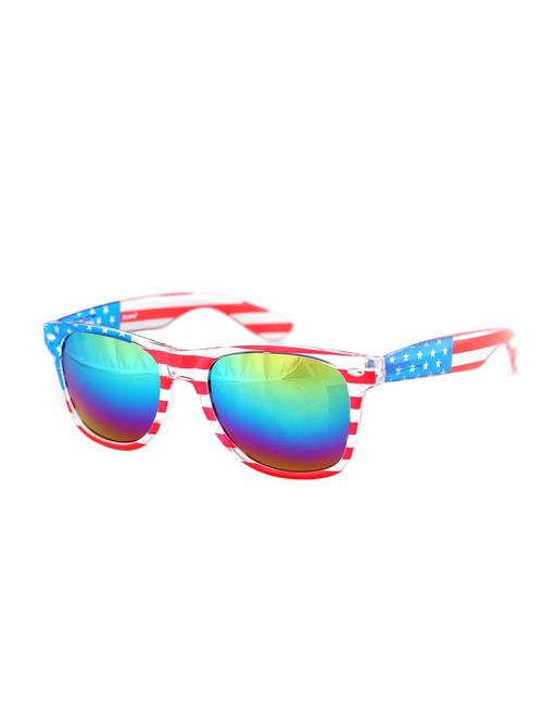 American America USA Flag Sunglasses Patriotic Clear Frame Classic 80s SHADERZ