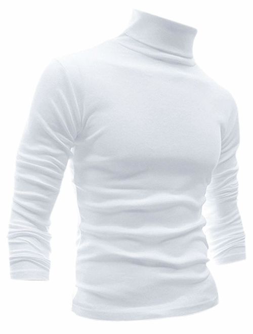 uxcell Men Slim Fit Lightweight Turtleneck Long Sleeve Pullover Top Turtleneck T-Shirt