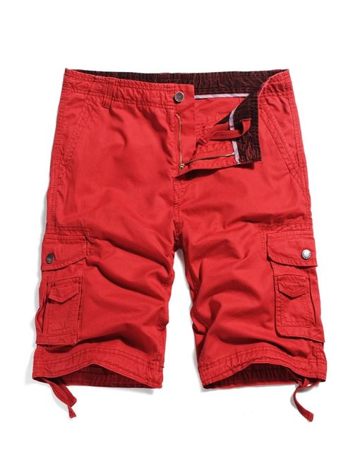 MorryOddy Men's Casual Cotton Multi-Pocket Cargo Shorts