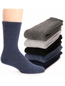 Mens Wool Socks Thermal Heavy Thick Fuzzy Soft Warm Winter Socks 5 Pairs