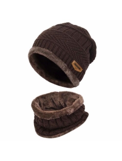 MUCO Womens Mens Winter Hat Warm Thick Beanie Cap Scarf for Winter Knit Ski Beanies