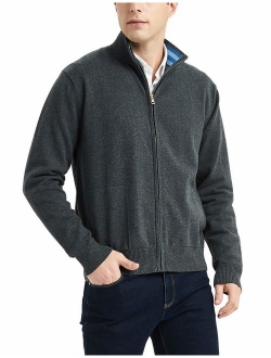 Kallspin Men's Cotton Blend Full Zip Cardigan Sweaters Relaxed Fit Outwear with Pockets