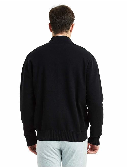 Kallspin Men's Cotton Blend Full Zip Cardigan Sweaters Relaxed Fit Outwear with Pockets