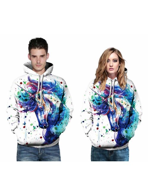 GLUDEAR Men's Realistic 3D Graphic Print Pullover Hoodie Hooded Sweatshirt