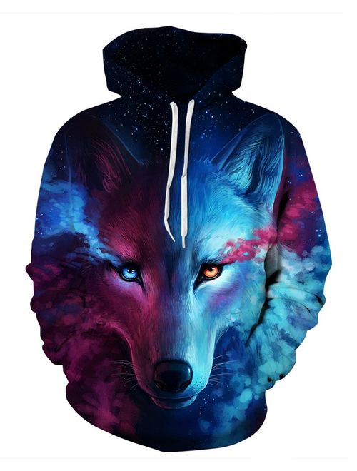 GLUDEAR Men's Realistic 3D Graphic Print Pullover Hoodie Hooded Sweatshirt