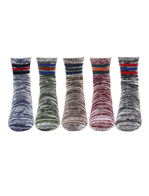 5 Pack Men's Warm Thick Knit Wool Cozy Zmart Socks Cool Fall Winter Striped Gift