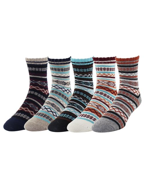 5 Pack Men's Warm Thick Knit Wool Cozy Zmart Socks Cool Fall Winter Striped Gift