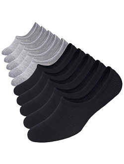 No Show Socks 7 Pack Cotton Non Slip Low Cut Invisible Loafer Socks Men&Women Boat Liner 6-9/10-12/12-14