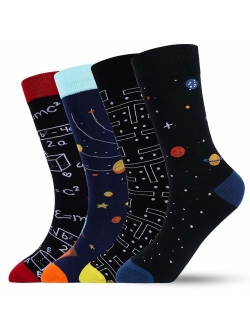 Men's Cool Colorful Casual Socks - Novelty Funny Casual Combed Cotton Crew Dress Socks Christmas Gift Pack