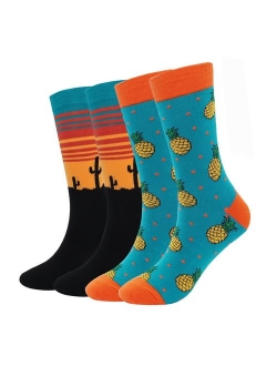 Men's Cool Colorful Casual Socks - Novelty Funny Casual Combed Cotton Crew Dress Socks Christmas Gift Pack