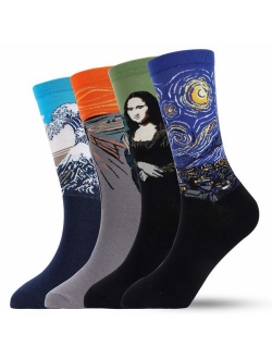 Men's Cool Colorful Casual Socks - Novelty Funny Casual Combed Cotton Crew Dress Socks Christmas Gift Pack