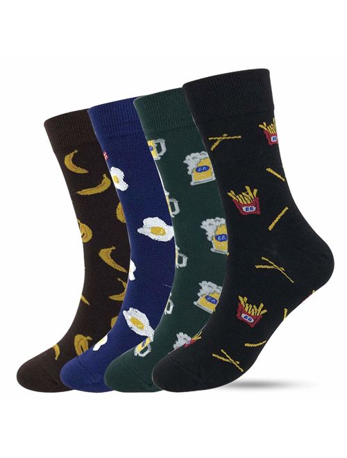 Men's Cool Colorful Casual Socks - Novelty Funny Casual Combed Cotton Crew Dress Socks Christmas Gift Pack