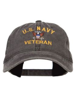 e4Hats.com US Navy Veteran Military Embroidered Washed Cap