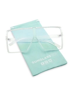 Big XL Large Oversized Super Flat Top Square Two Tone Color Fashion Sunglasses