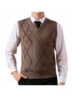 Lisianthuas Mens' Argyle V-Neck Sweater Vest