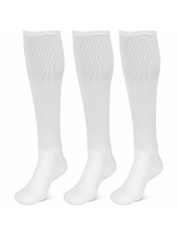 Athletic Over the Calf Compression Crew Socks for Mens and Boys - Black/Red/White/Yellow/Green