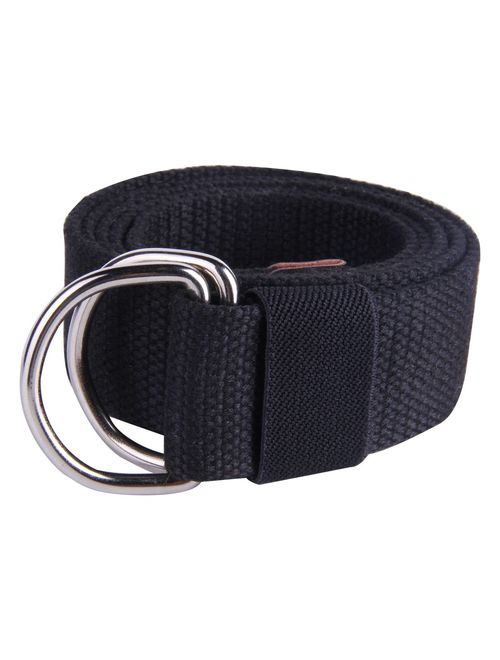 JINIU Mens & Womens Canvas Belt with Black D-ring Wide Extra Long Solid Color 1.5" wide