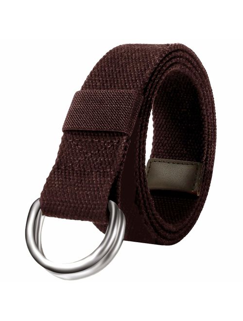 JINIU Mens & Womens Canvas Belt with Black D-ring Wide Extra Long Solid Color 1.5" wide