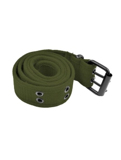 Double Hole Grommets Canvas Web Belts Men or Women Military Style 2 Prong Buckle by Belle Donne