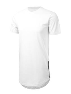 JD Apparel Men's Hipster Hip Hop T-Shirt with Side Zipper Trim