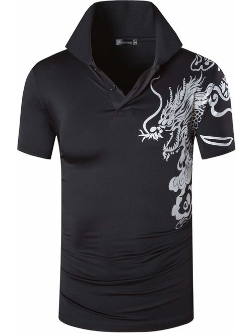 jeansian Men's Sport Outdoor Quick Dry Short Sleeves Polo Tee T-Shirt Tops LSL195