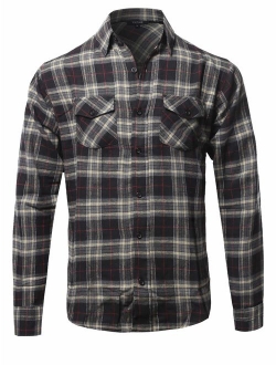 Men's Flannel Plaid Checkerd Long Sleeve Tshirts