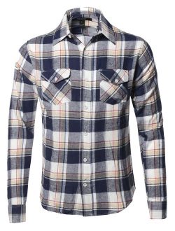 Men's Flannel Plaid Checkerd Long Sleeve Tshirts