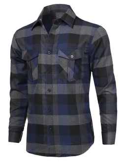 Men's Flannel Plaid Checkerd Long Sleeve Tshirts