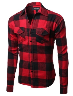 Men's Flannel Plaid Checkerd Long Sleeve Tshirts