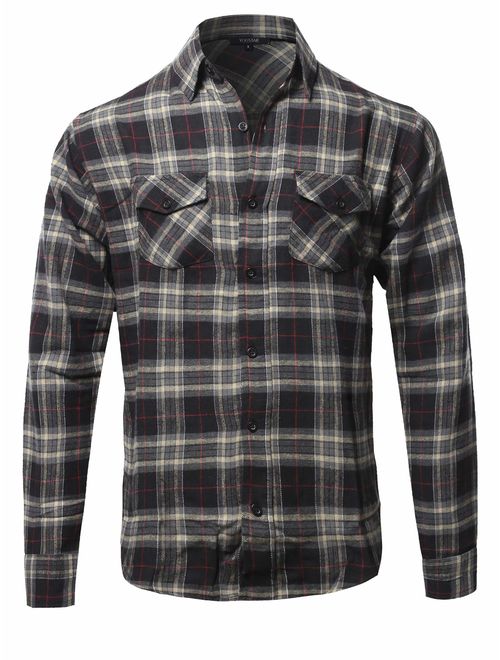 Men's Flannel Plaid Checkerd Long Sleeve Tshirts