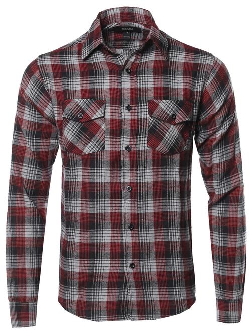 Men's Flannel Plaid Checkerd Long Sleeve Tshirts