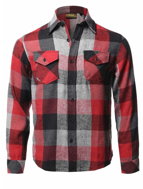 Men's Flannel Plaid Checkerd Long Sleeve Tshirts