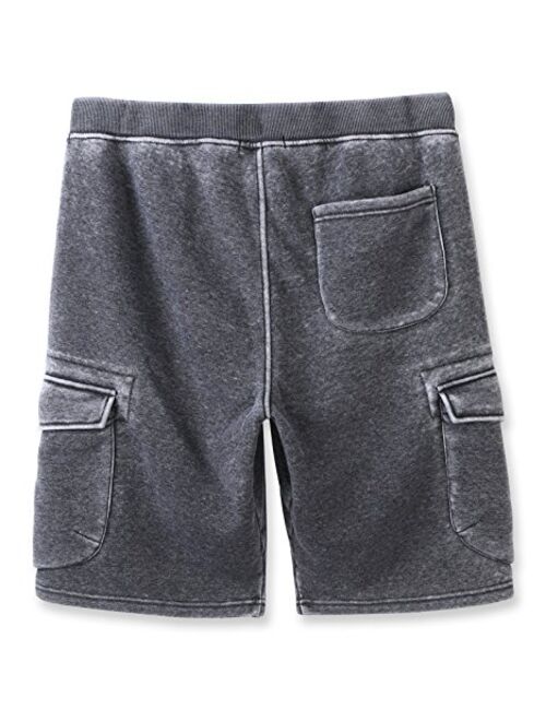 HARBETH Men's Classic-Fit 5-Pockets Cargo Short Cotton Elastic Fleece Gym Shorts