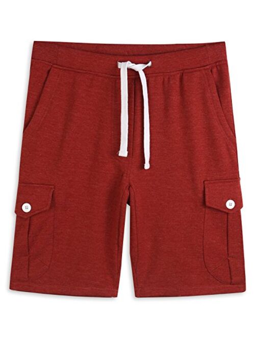 HARBETH Men's Classic-Fit 5-Pockets Cargo Short Cotton Elastic Fleece Gym Shorts