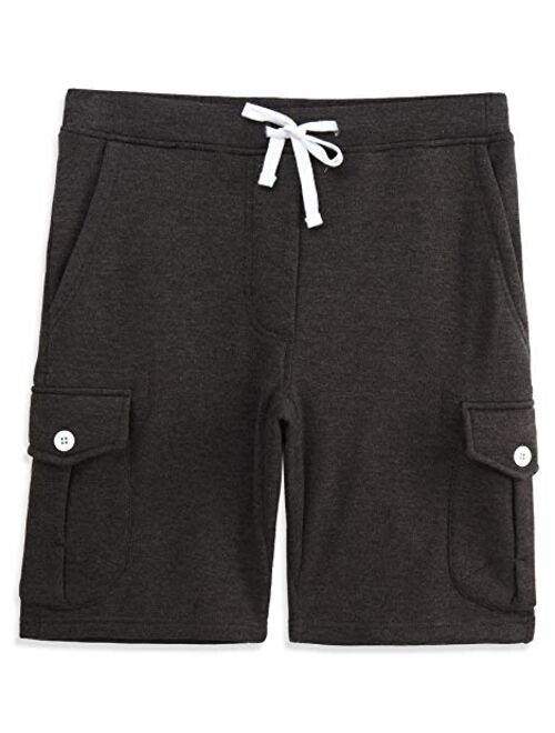 HARBETH Men's Classic-Fit 5-Pockets Cargo Short Cotton Elastic Fleece Gym Shorts