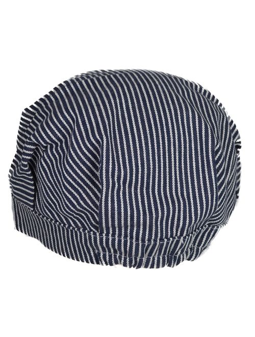 Adult Train Engineer Cap, One size fits most adults, Small through Large, Authentic blue and white stripes