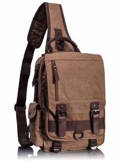 Leaper Retro Messenger Bag Canvas Shoulder Backpack Travel Rucksack Sling Bag