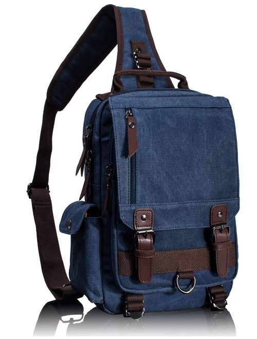 Leaper Retro Messenger Bag Canvas Shoulder Backpack Travel Rucksack Sling Bag