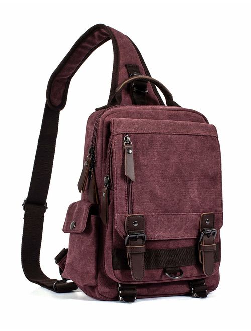 Leaper Retro Messenger Bag Canvas Shoulder Backpack Travel Rucksack Sling Bag