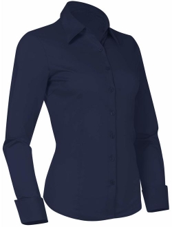 Pier 17 Button Down Shirts for Women, Fitted Long Sleeve Tailored Work Office Blouse