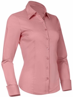 Pier 17 Button Down Shirts for Women, Fitted Long Sleeve Tailored Work Office Blouse