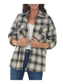 NUOREEL Womens Casual Plaid Soft Button Down Tops Roll Up Long Sleeve Cuffed Blouse Shirts