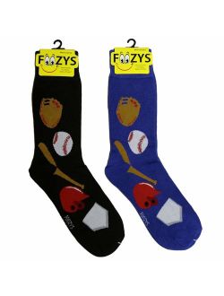 Foozys Men's Fun Crazy Cool Sports Themed Novelty Crew Socks | 2 Pairs Included in Two Colors