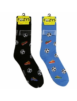 Foozys Men's Fun Crazy Cool Sports Themed Novelty Crew Socks | 2 Pairs Included in Two Colors