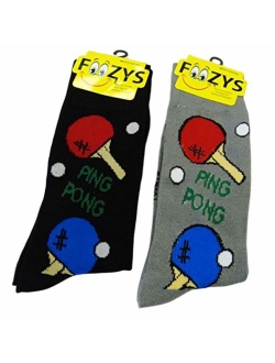 Foozys Men's Fun Crazy Cool Sports Themed Novelty Crew Socks | 2 Pairs Included in Two Colors