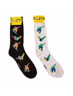 Foozys Men's Fun Crazy Cool Sports Themed Novelty Crew Socks | 2 Pairs Included in Two Colors