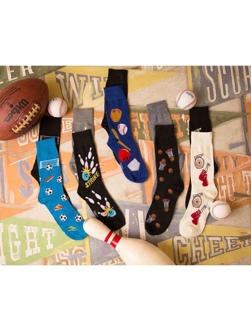 Foozys Men's Fun Crazy Cool Sports Themed Novelty Crew Socks | 2 Pairs Included in Two Colors